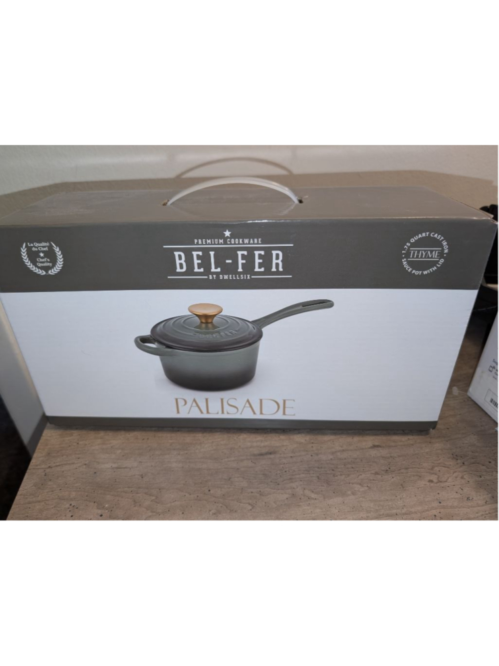 BEL-FER by DWELLSIX Green Cast Iron Sauce Pot with Lid, One Size
